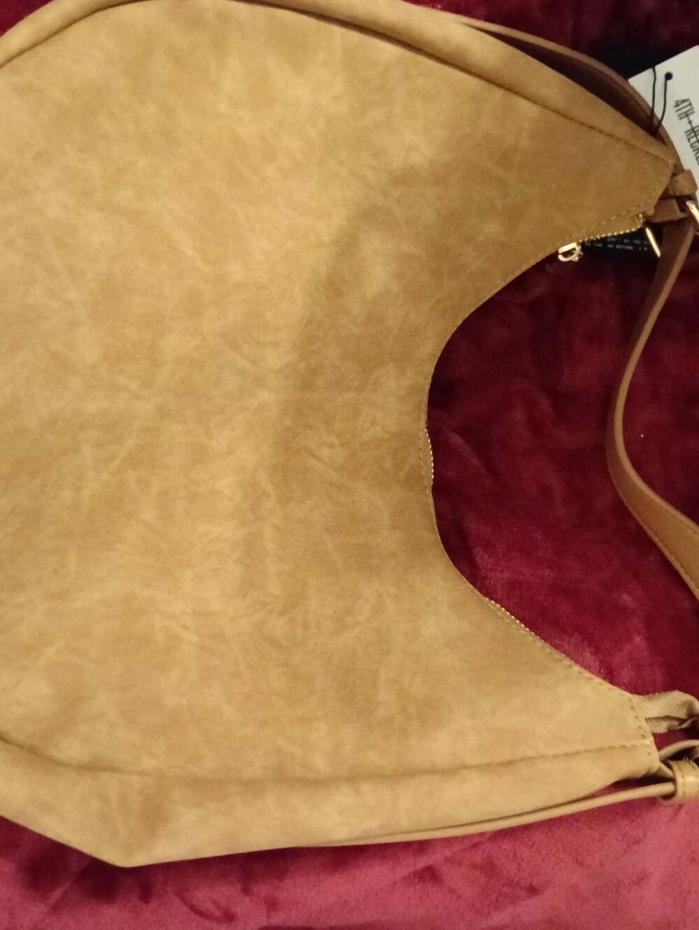 Una Faux Suede Tan Hobo Bag - Picture 2 of 3
